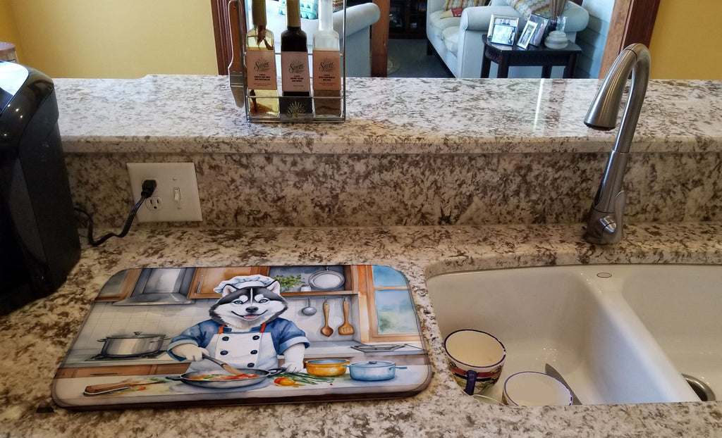 Siberian Husky Chef Dish Drying Mat