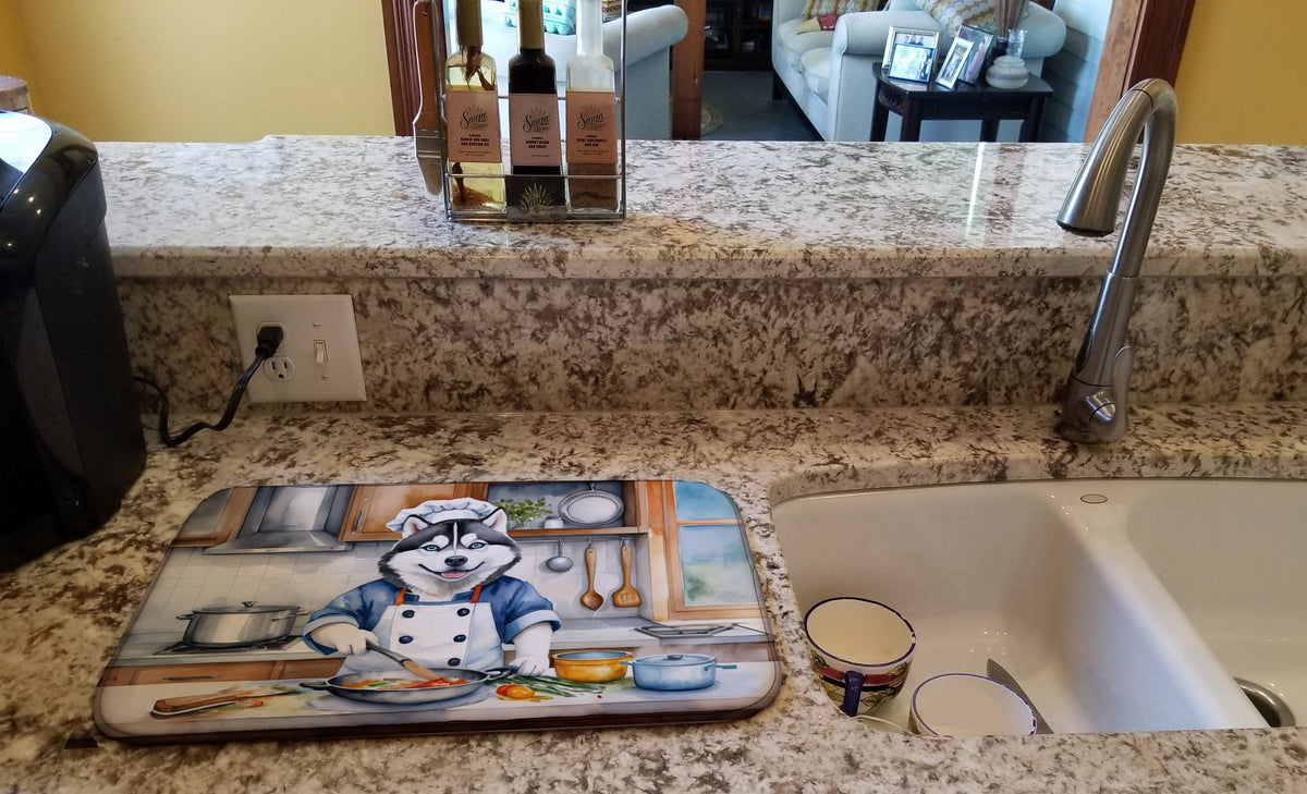 Siberian Husky Chef Dish Drying Mat