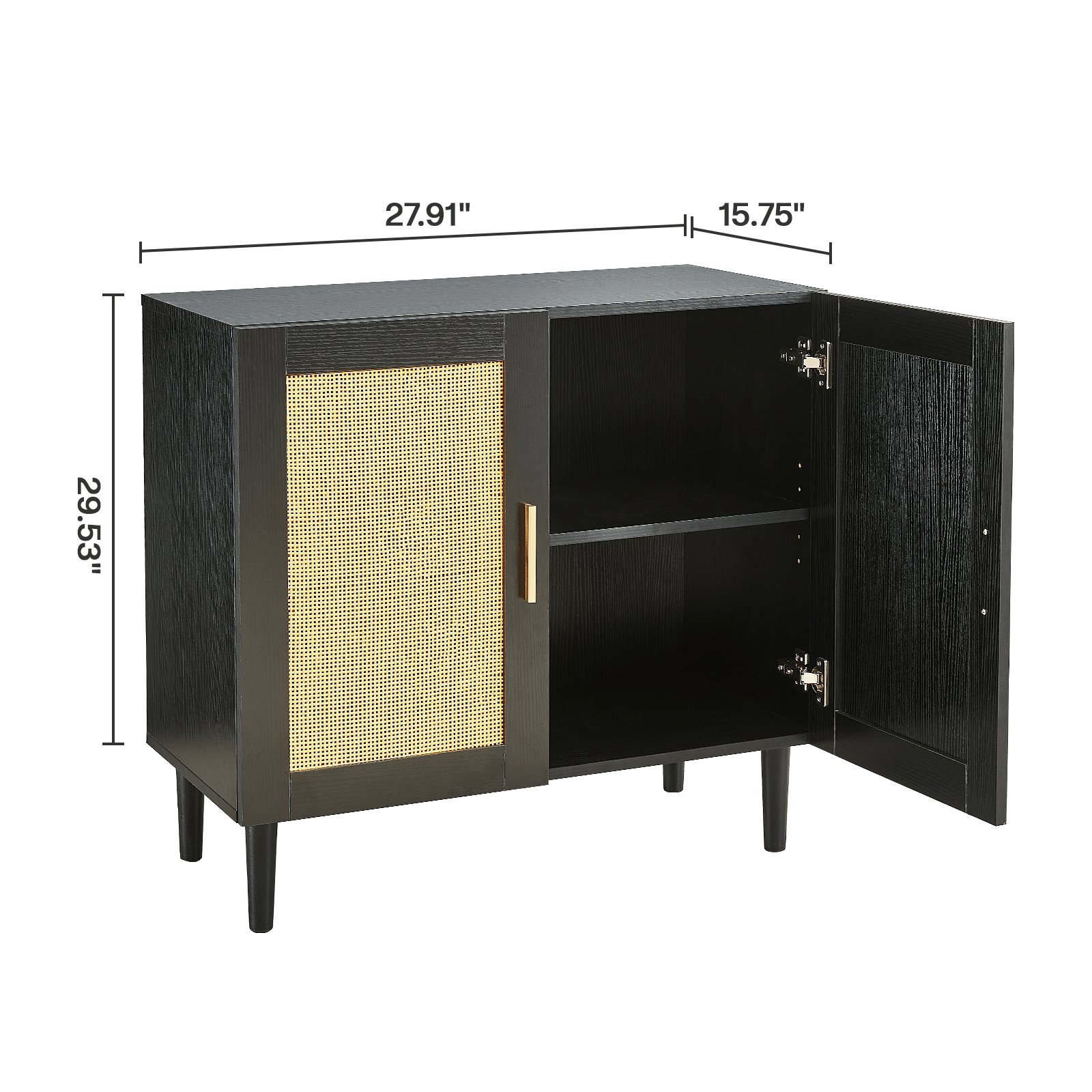 Modern Rattan-Door Sideboard with Adjustable Shelf