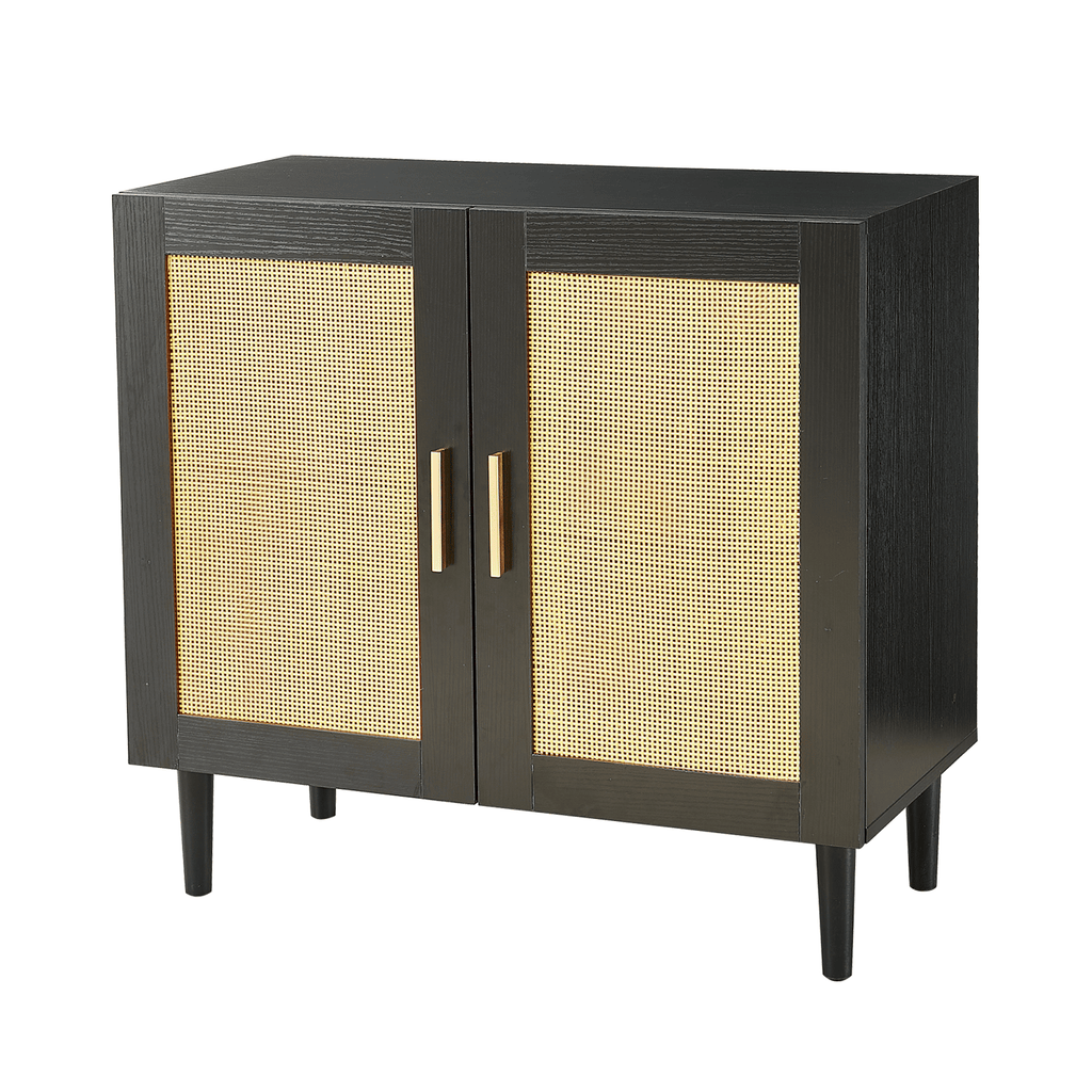 Modern Rattan-Door Sideboard with Adjustable Shelf