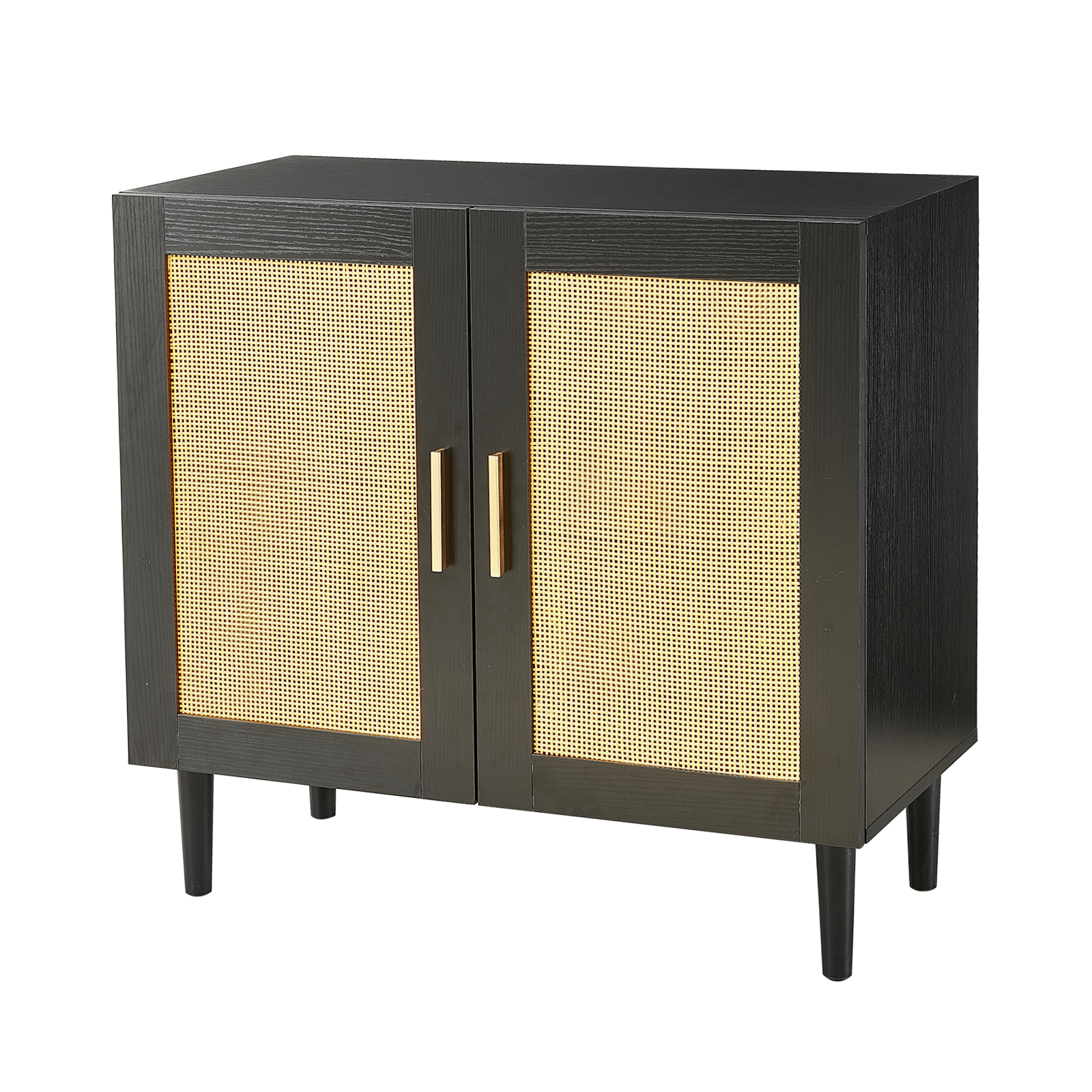 Modern Rattan-Door Sideboard with Adjustable Shelf
