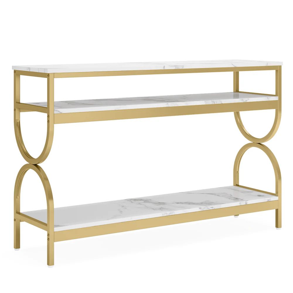 White and Gold Three-Tier Console Table