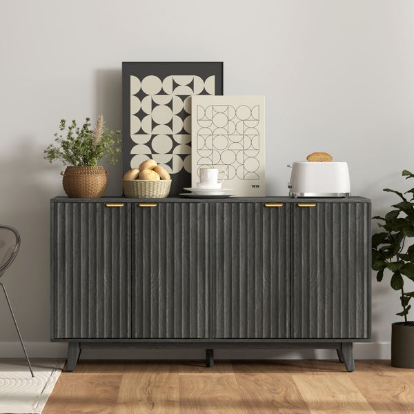Wave-Fluted Sideboard with Adjustable Shelves