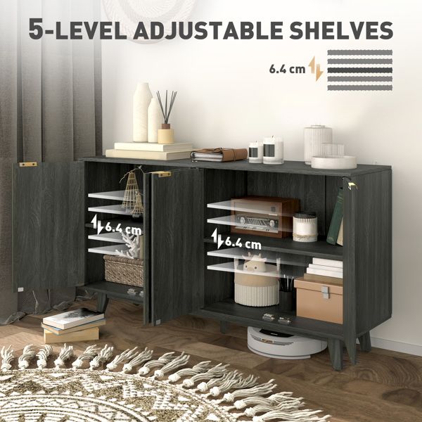 Wave-Fluted Sideboard with Adjustable Shelves