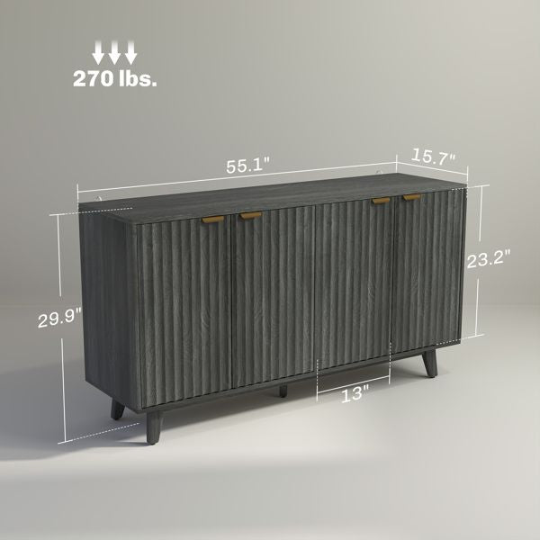 Wave-Fluted Sideboard with Adjustable Shelves
