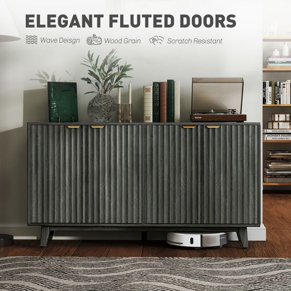 Wave-Fluted Sideboard with Adjustable Shelves