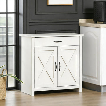 Rustic Farmhouse Barn Door Sideboard Buffet Cabinet with Adjustable Shelf