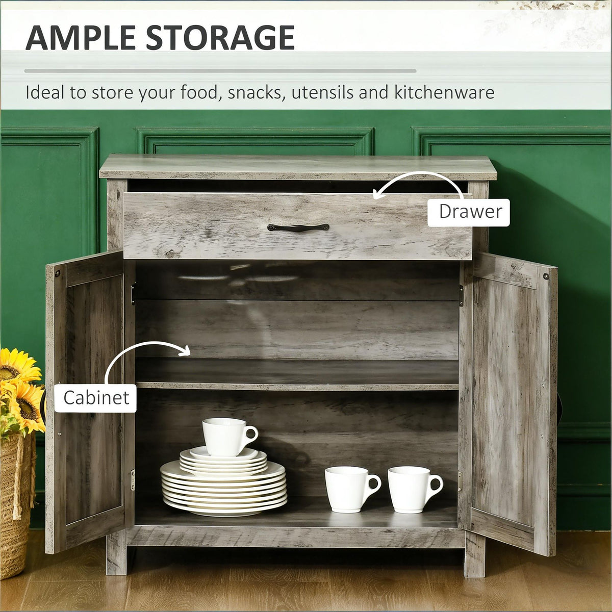 Farmhouse Barn Door Sideboard with Adjustable Storage