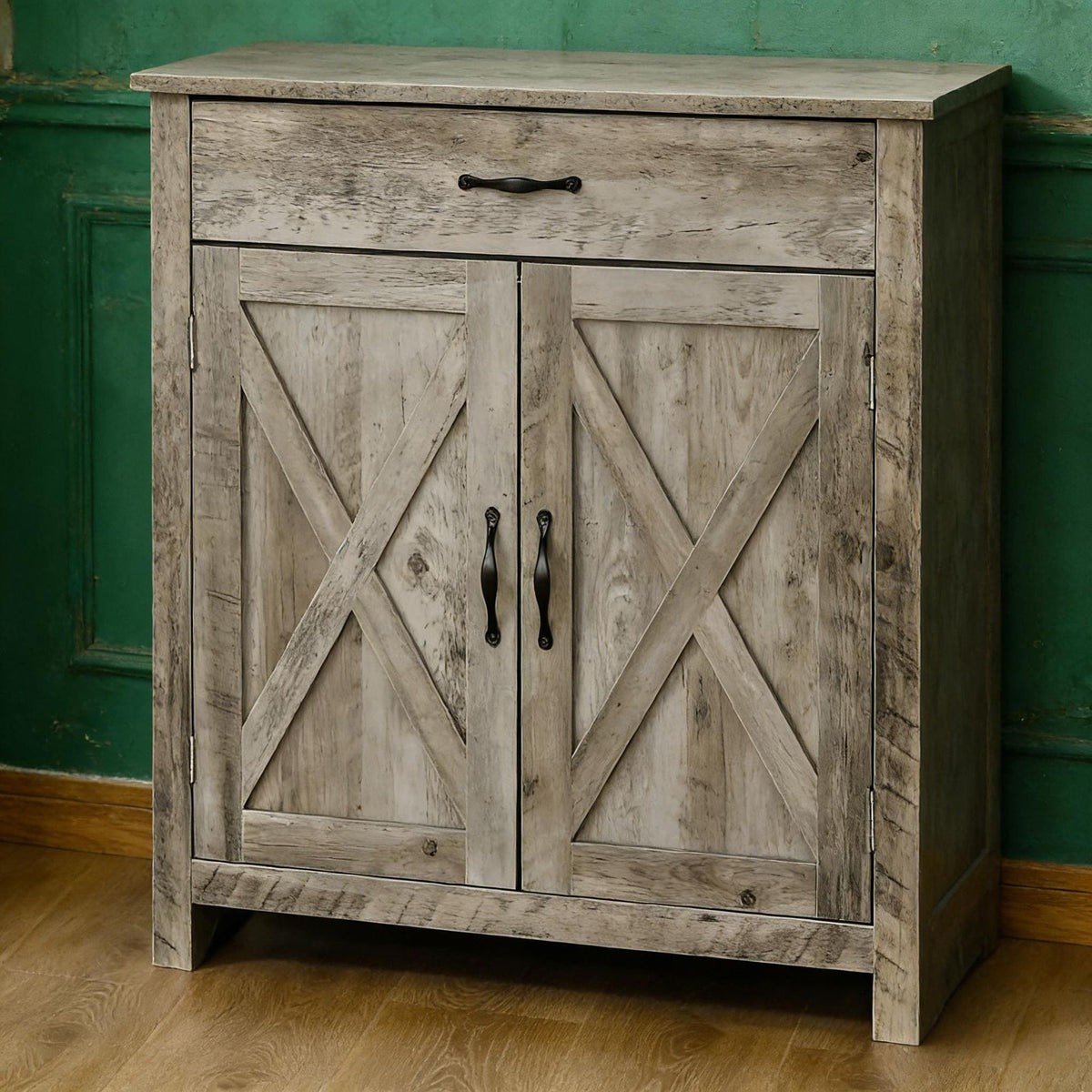 Farmhouse Barn Door Sideboard with Adjustable Storage