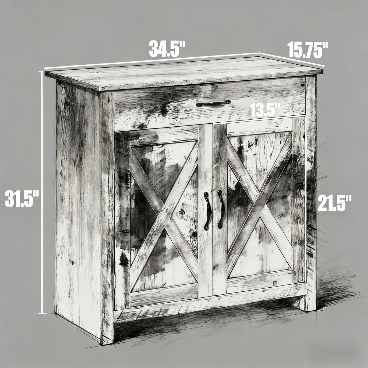 Farmhouse Barn Door Sideboard with Adjustable Storage