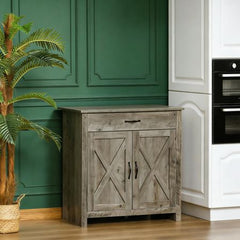 Farmhouse Barn Door Sideboard with Adjustable Storage