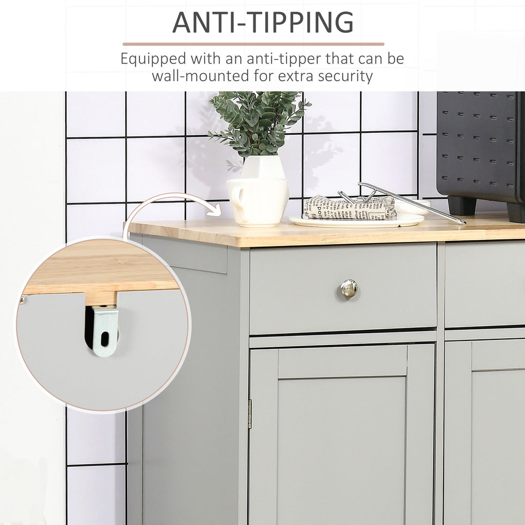 Multifunctional Sideboard Cabinet with Rubberwood Top and Drawers for Living Room or Dining Room