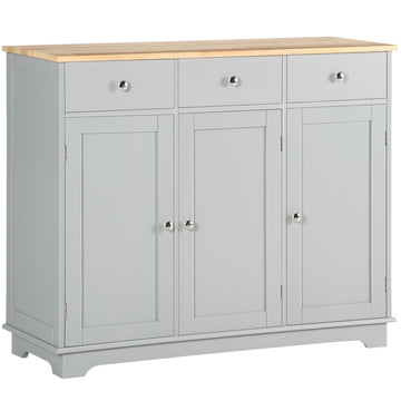 Multifunctional Sideboard Cabinet with Rubberwood Top and Drawers for Living Room or Dining Room