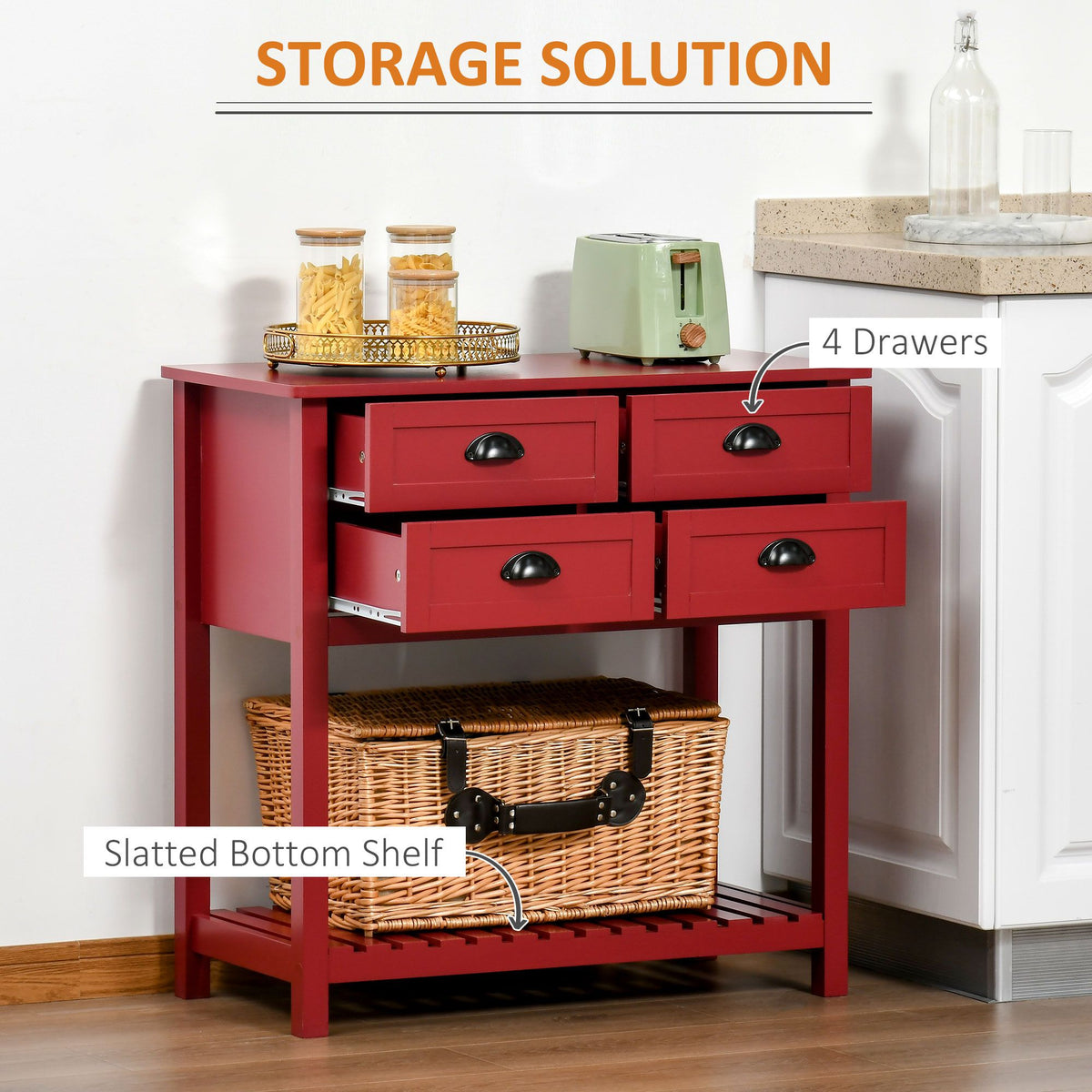 Sideboard Buffet Cabinet with Storage, Modern Coffee Bar Cabinet with 4 Drawers and