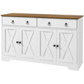 Sideboard Buffet with 2 Drawers, 4 Barn Doors and 2 Adjustable Shelves, Kitchen Buffet