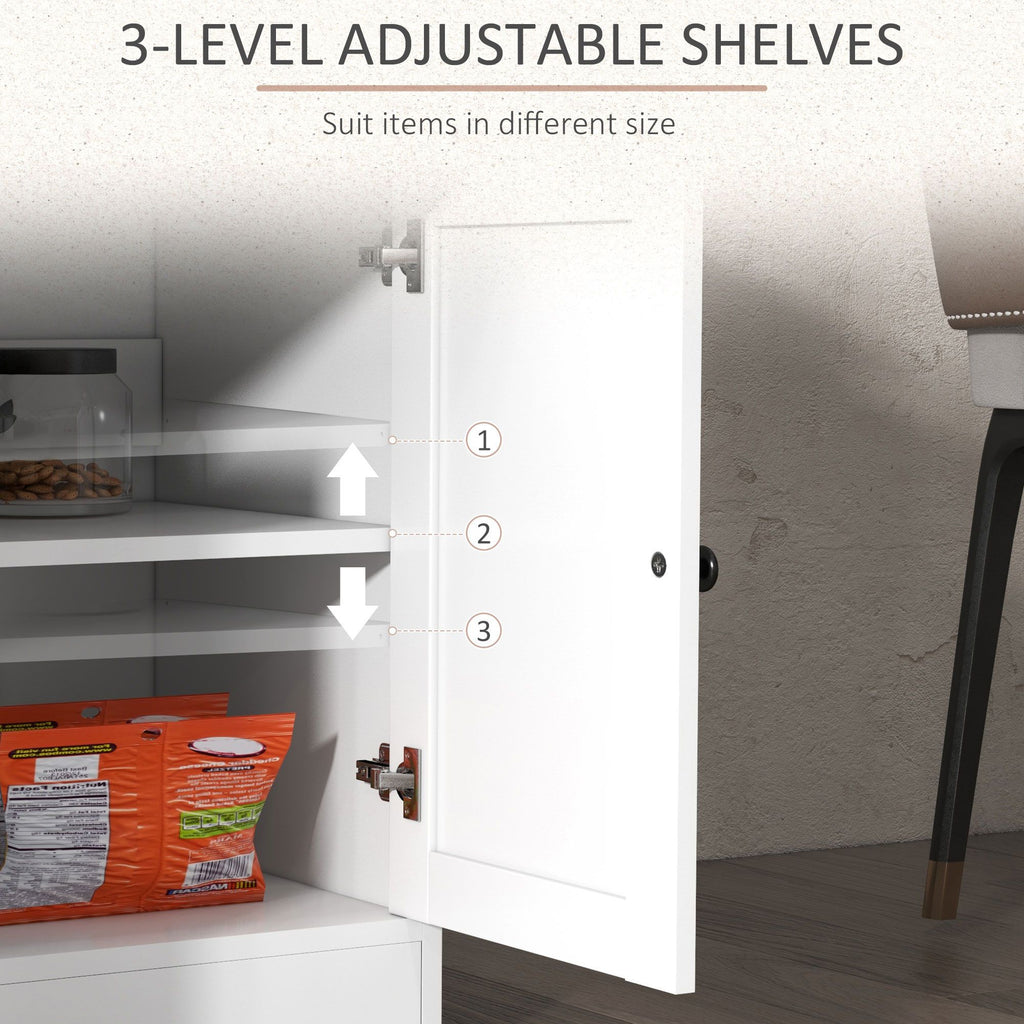 Sideboard Buffet with 2 Drawers, 4 Barn Doors and 2 Adjustable Shelves, Kitchen Buffet