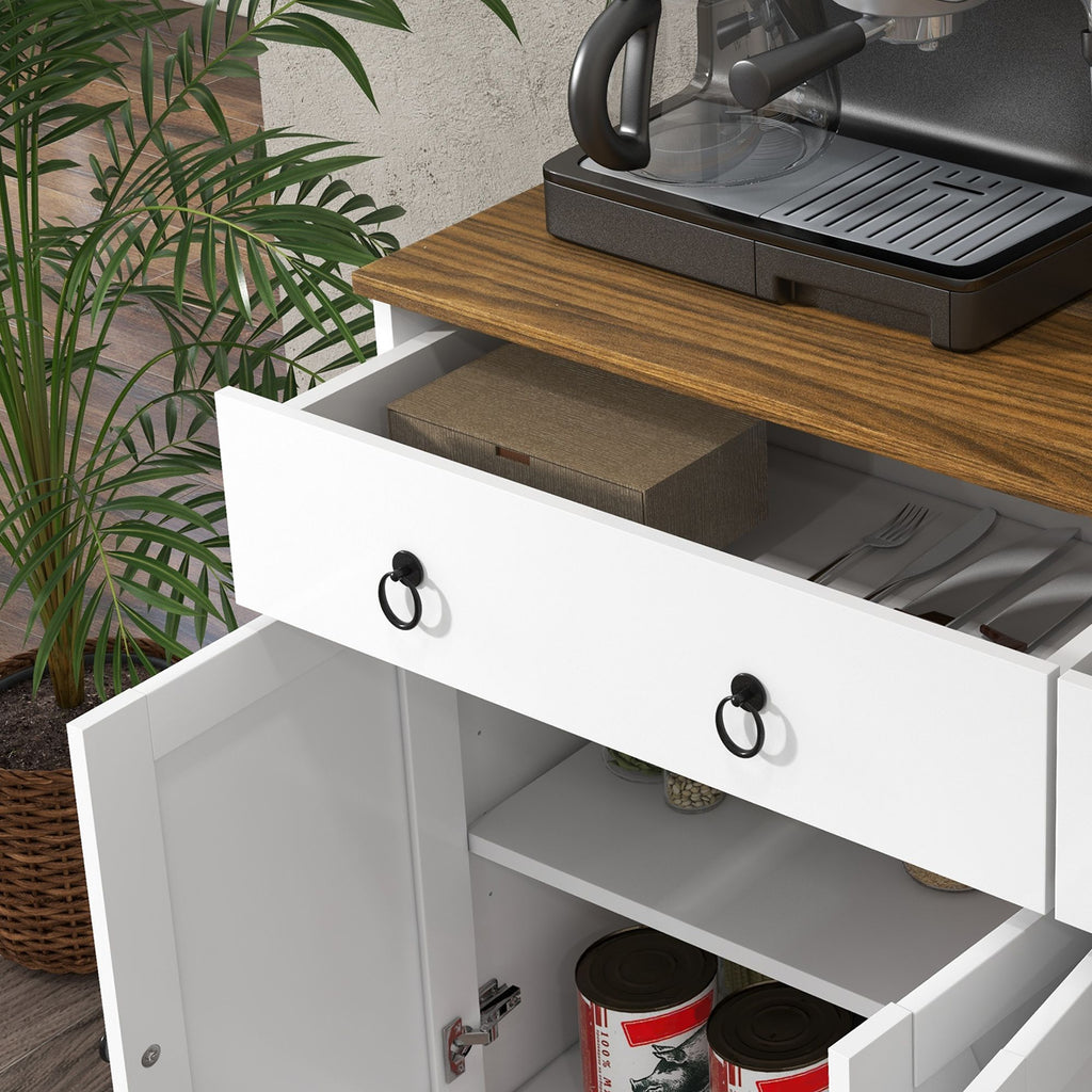 Sideboard Buffet with 2 Drawers, 4 Barn Doors and 2 Adjustable Shelves, Kitchen Buffet