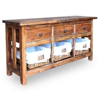 Rustic Sideboard with Drawers and Removable Baskets