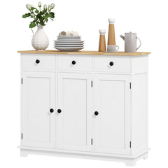 Sideboard with Solid Wood Countertop & Adjustable Storage