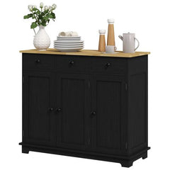 Sideboard with Wood Countertop, Kitchen Storage Cabinet, Coffee Bar Cabinet with 3