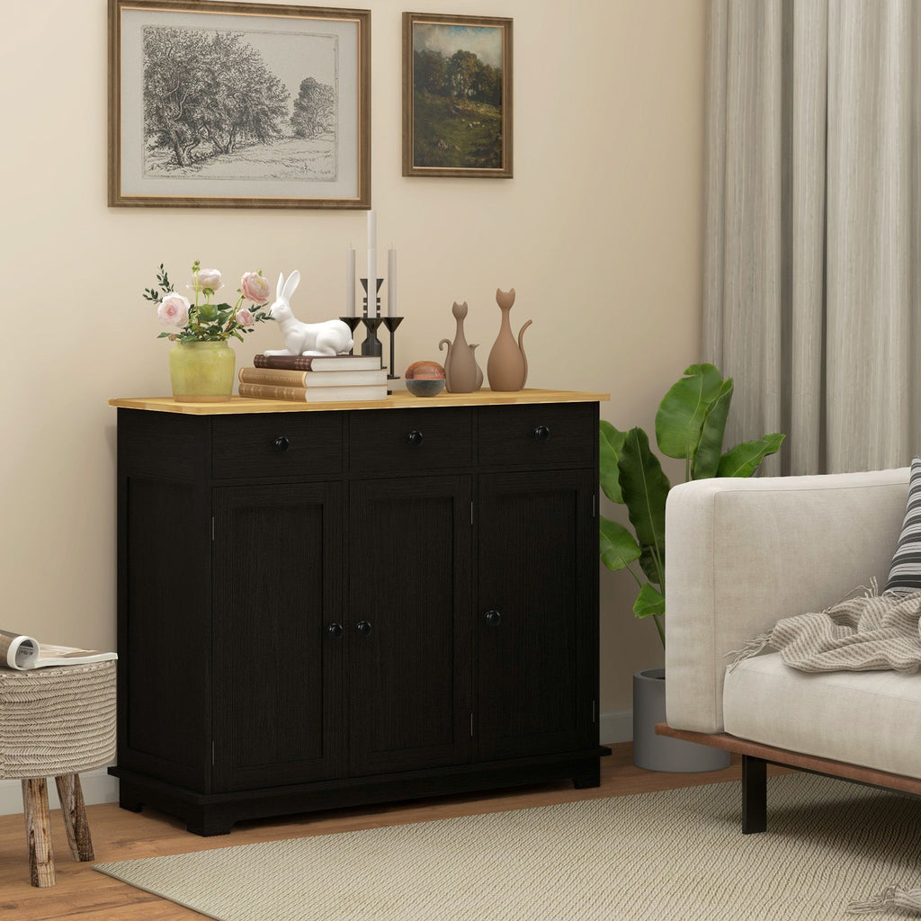 Sideboard with Wood Countertop, Kitchen Storage Cabinet, Coffee Bar Cabinet with 3
