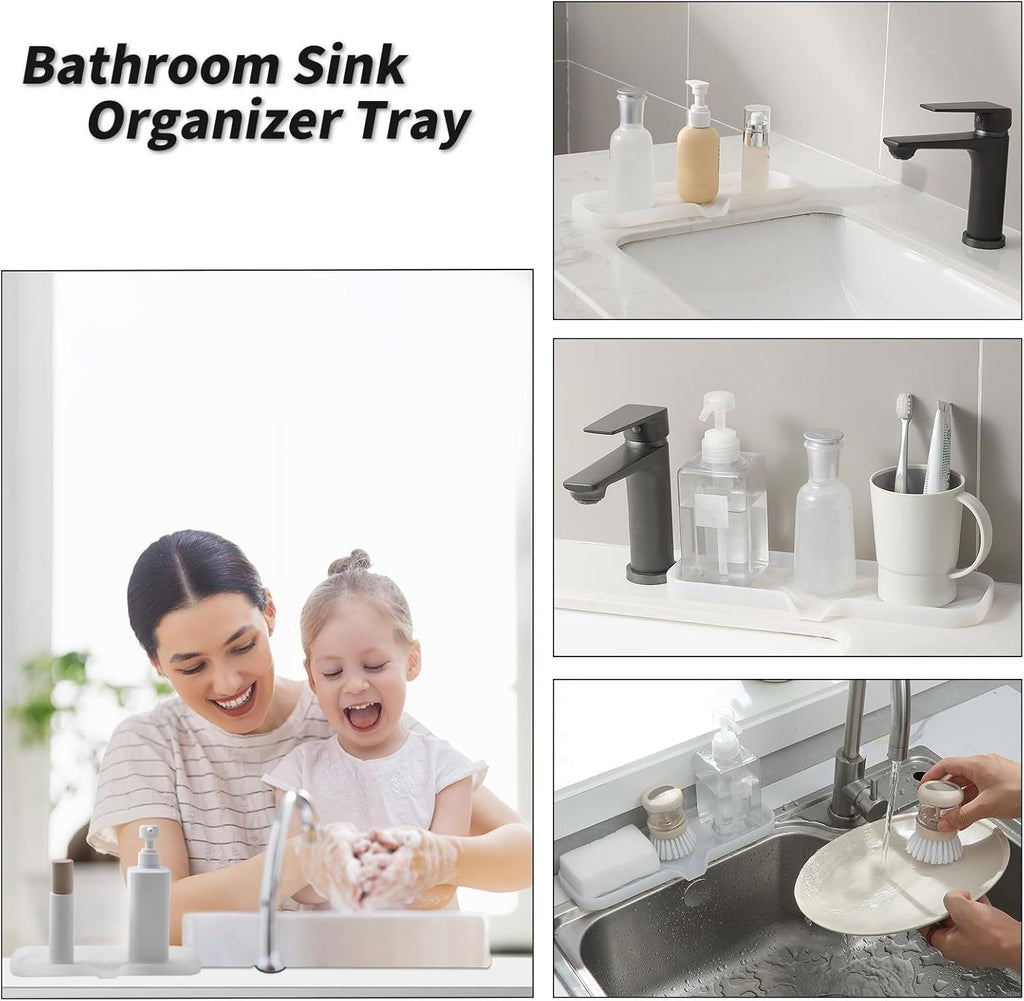 Translucent Sink Organizer Tray with Drain Spout