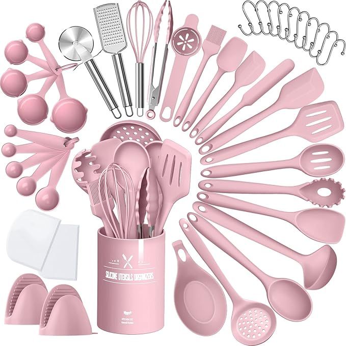 43-Piece Pink Kitchen Utensil Set for Nonstick Cookware