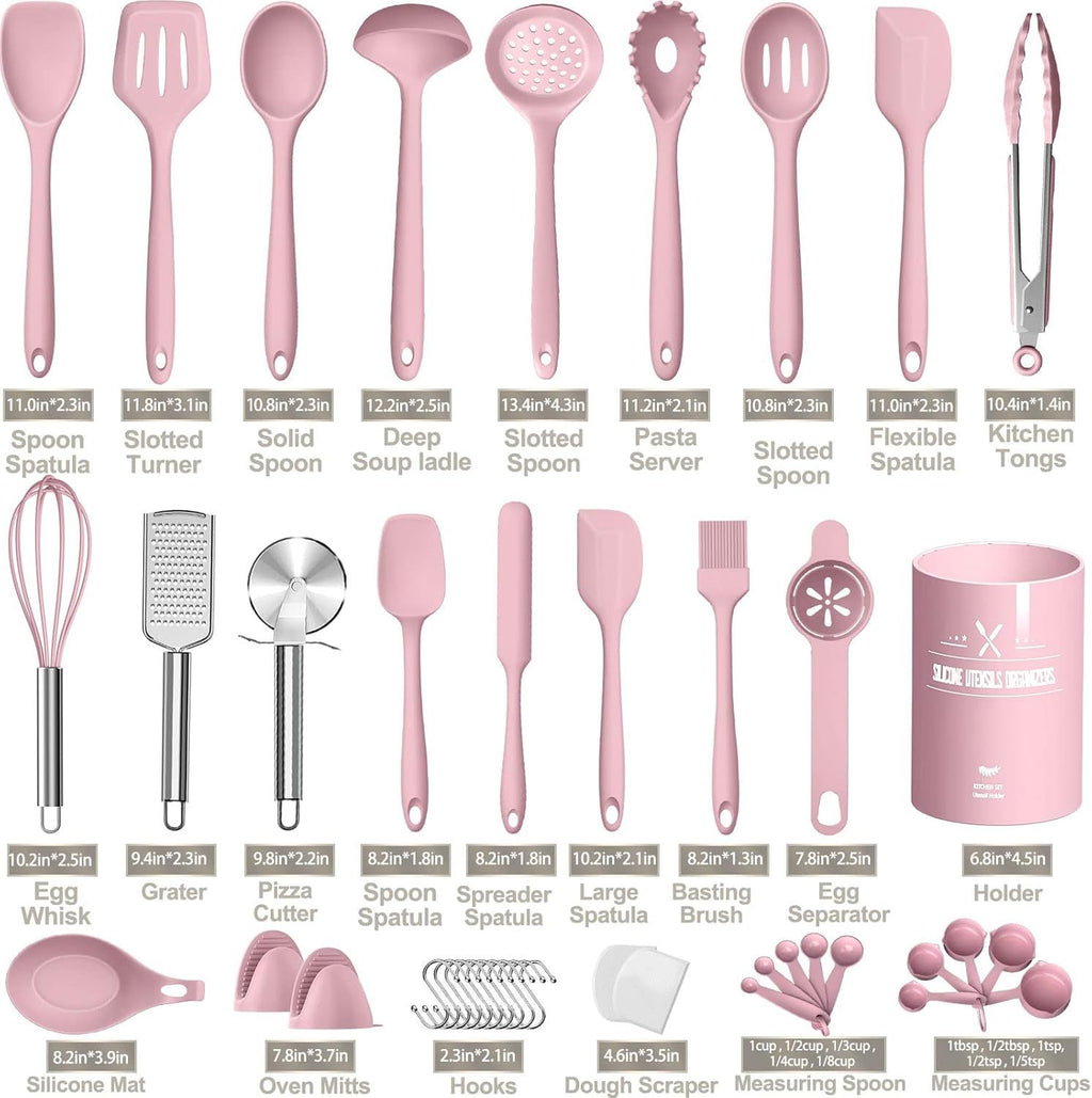 43-Piece Pink Kitchen Utensil Set for Nonstick Cookware