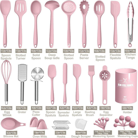 43-Piece Pink Kitchen Utensil Set for Nonstick Cookware