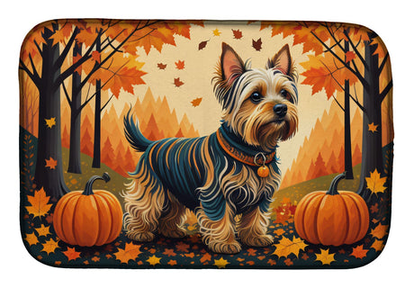 Silky Terrier Fall Dish Drying Mat