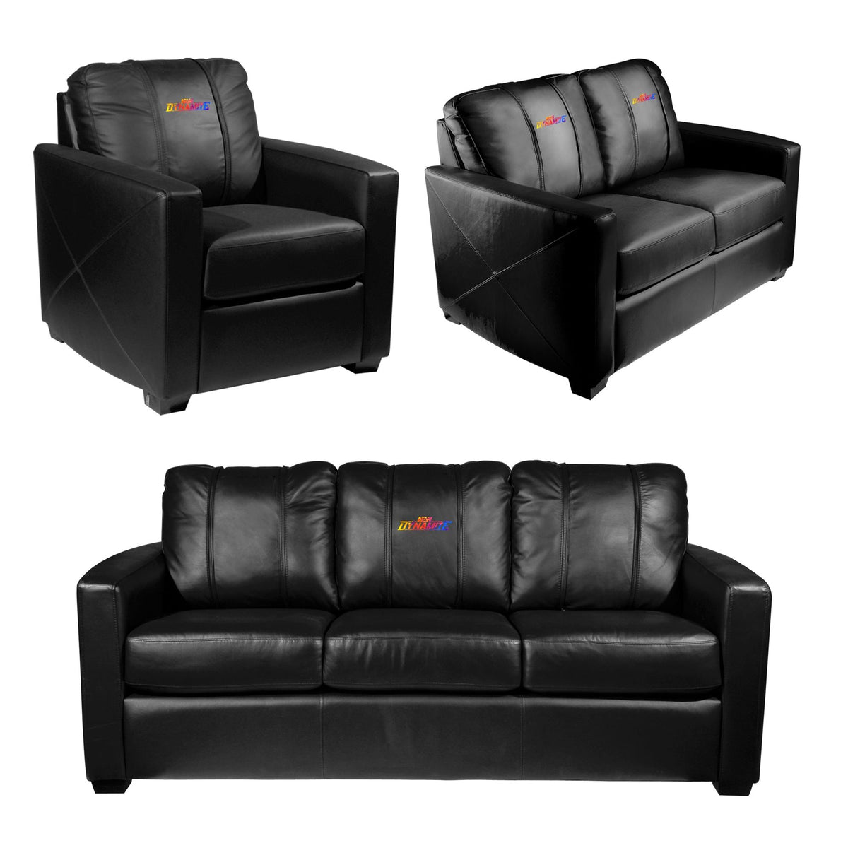 AEW Dynamite Silver Logo Loveseat