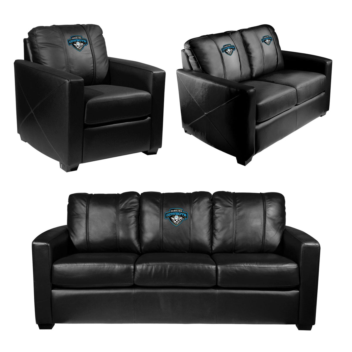 Carolina Cowboys Silver Series Logo Loveseat