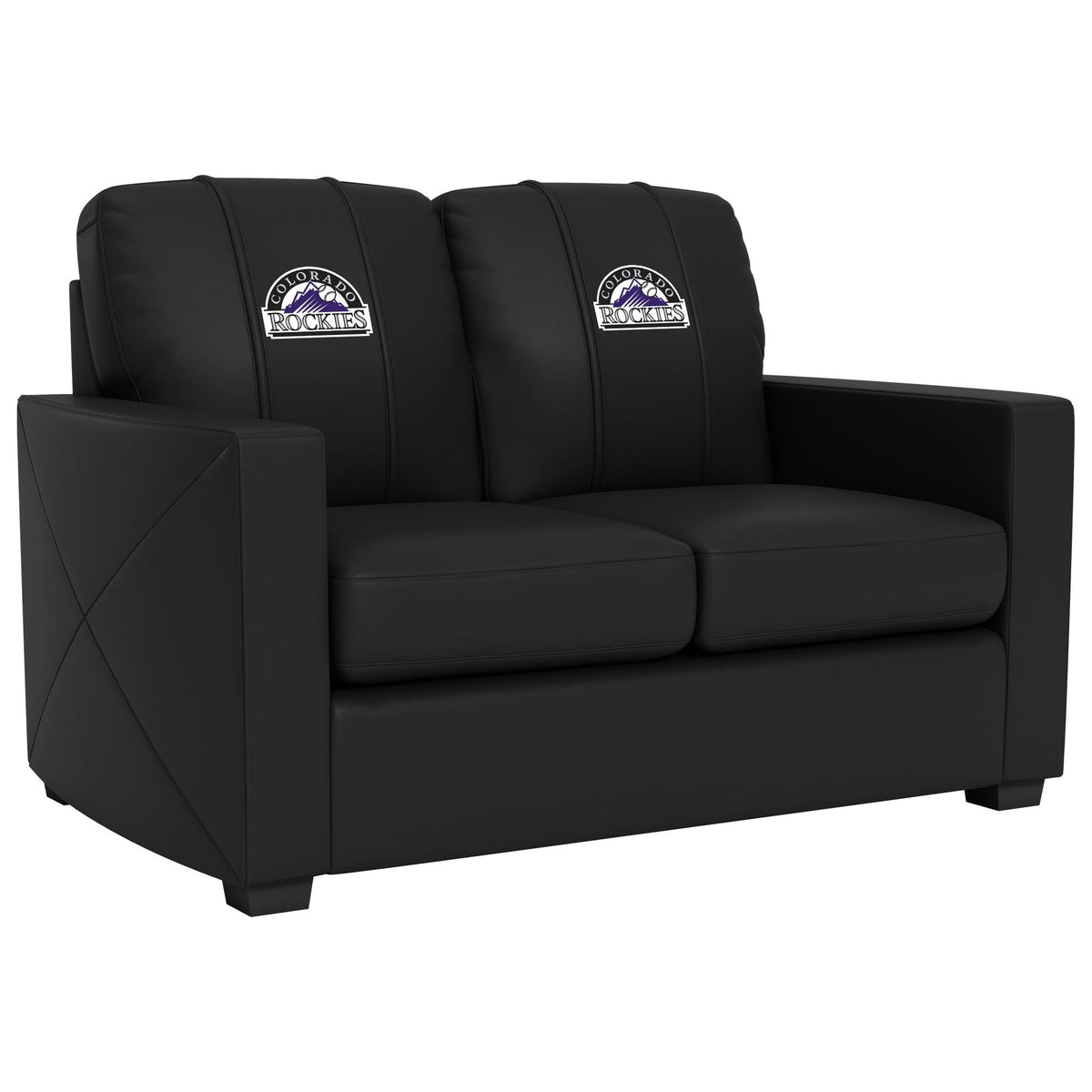 Silver Loveseat with Colorado Rockies Logos