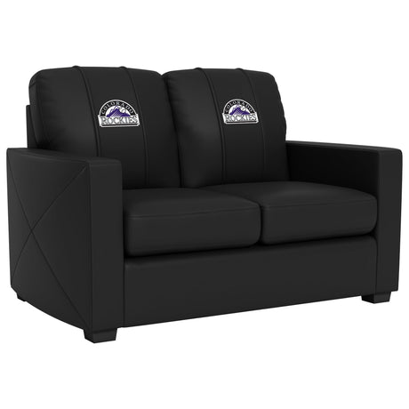 Silver Loveseat with Colorado Rockies Logos