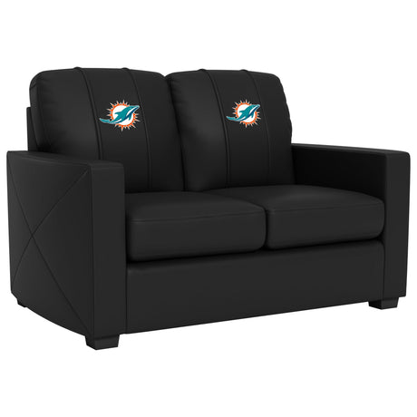 Silver Miami Dolphins Logo Loveseat
