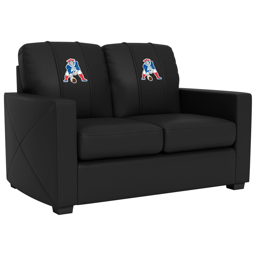 Silver New England Patriots Logo Loveseat for Fan Rooms