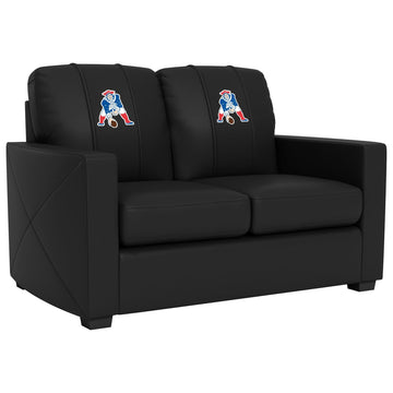 Silver New England Patriots Logo Loveseat for Fan Rooms