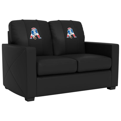 Silver New England Patriots Logo Loveseat for Fan Rooms