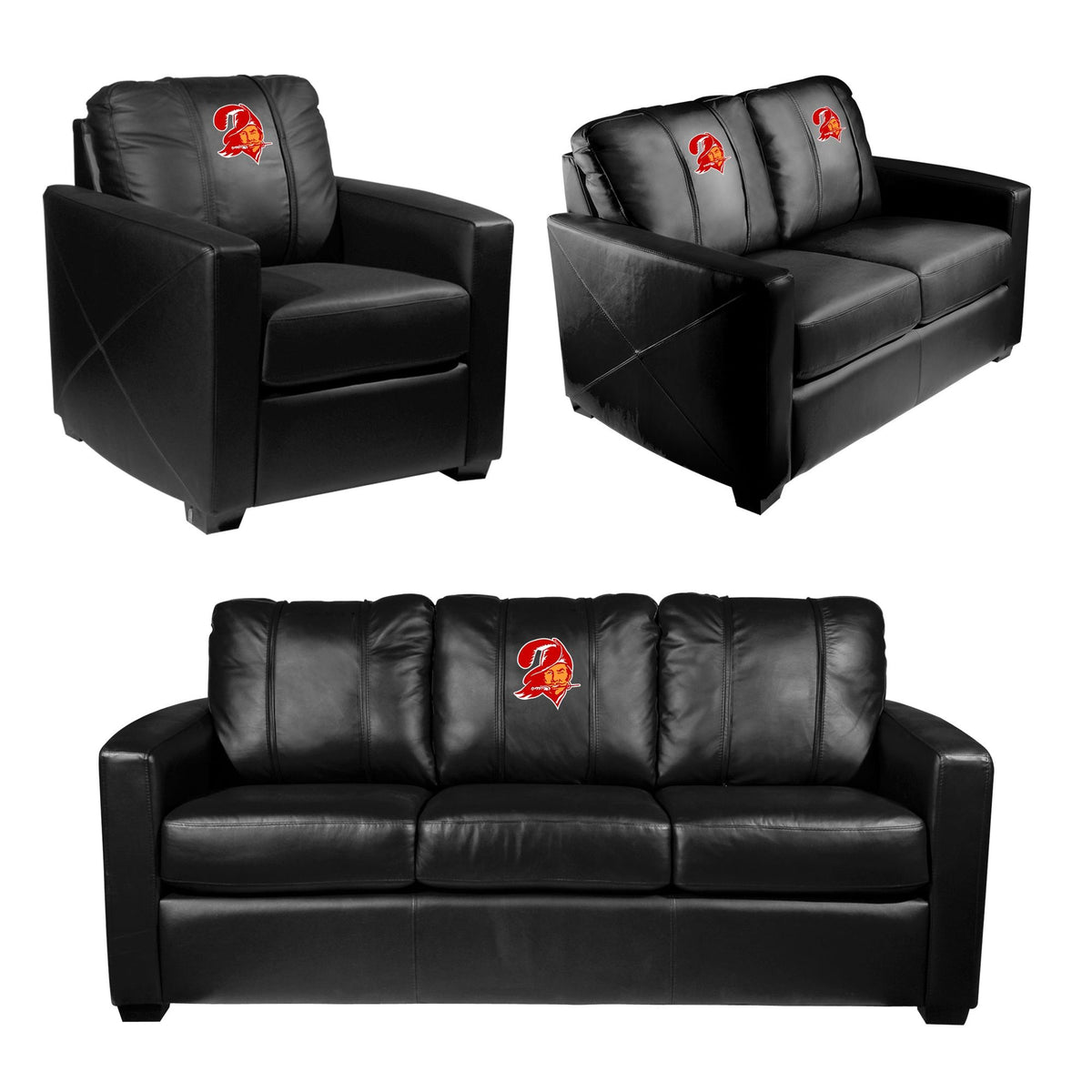 Silver Tampa Bay Buccaneers Logo Loveseat