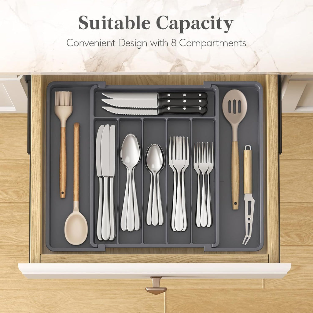 Expandable Silverware Drawer Organizer for Spoons, Forks, and Knives