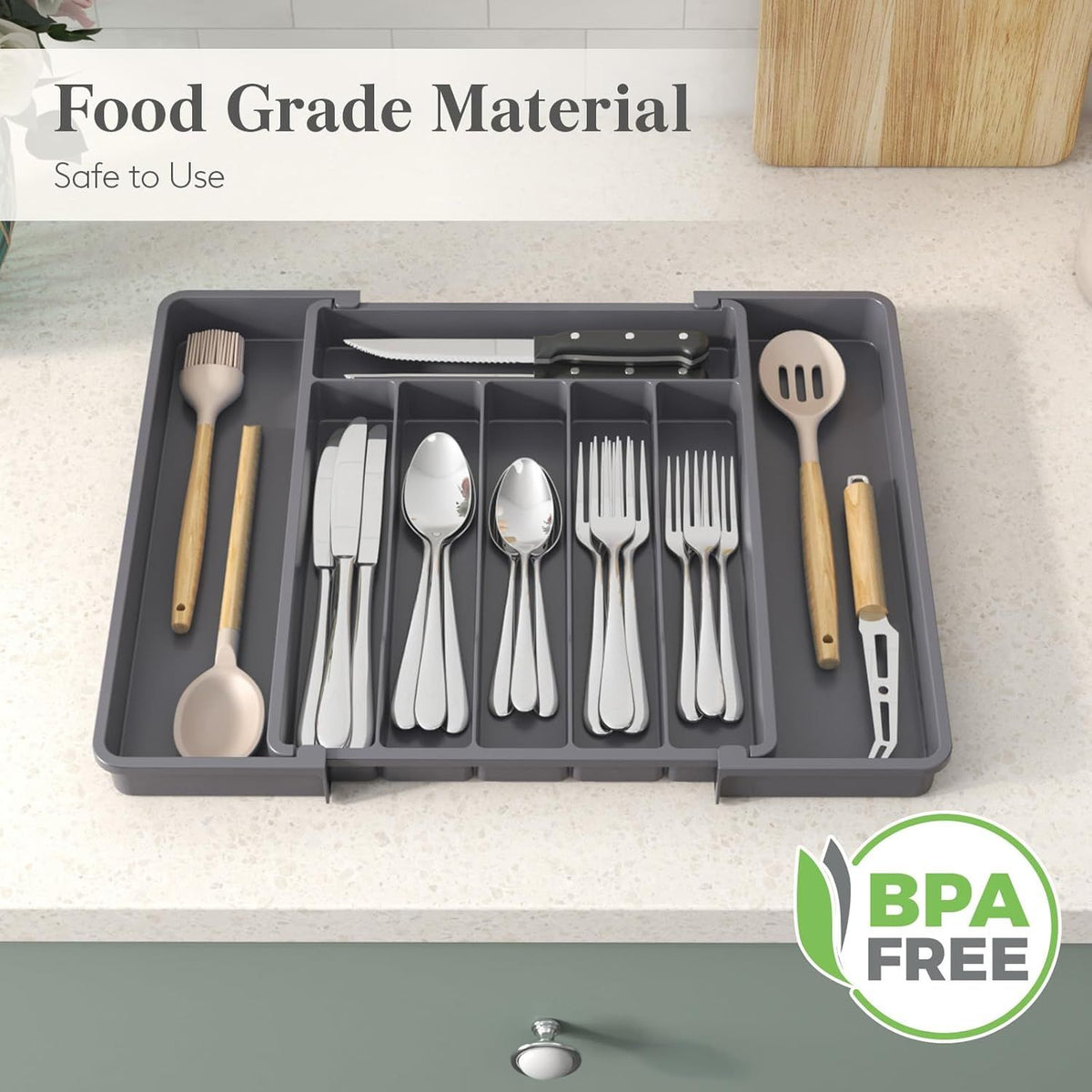 Expandable Silverware Drawer Organizer for Spoons, Forks, and Knives