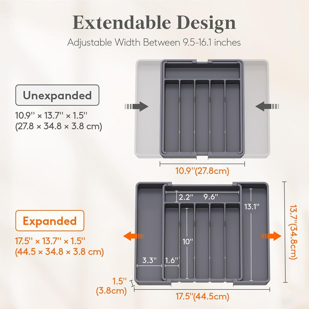 Expandable Silverware Drawer Organizer for Spoons, Forks, and Knives