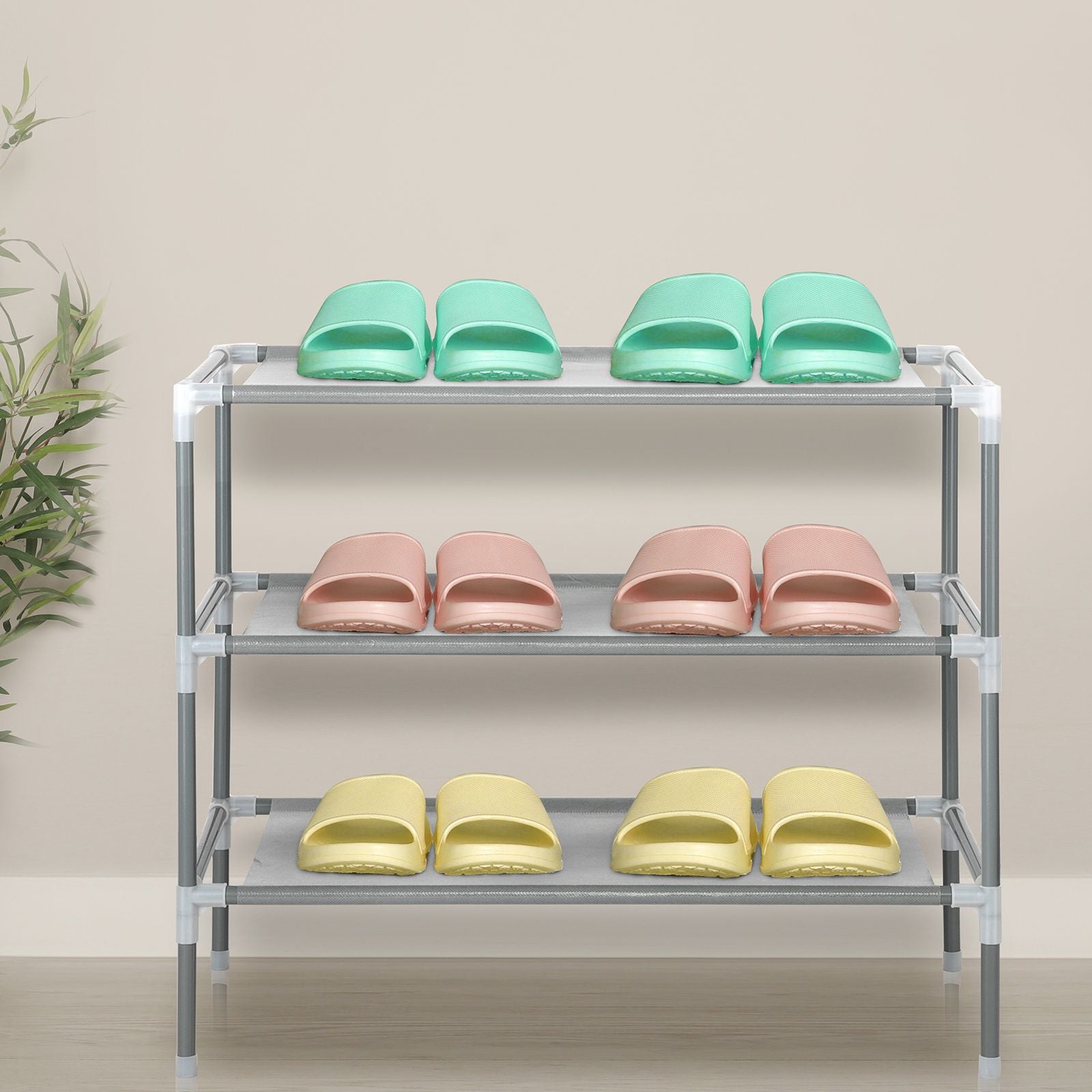 Simple Assembly 3-Tier Non-Woven Fabric Shoe Rack