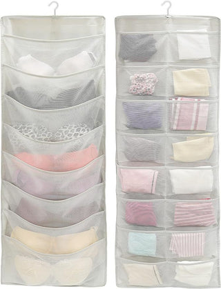 Double-Sided Hanging Closet Organizer with 24 Pockets and Rotating Hanger