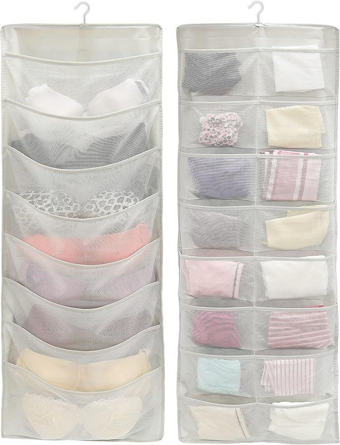 Double-Sided Hanging Closet Organizer with 24 Pockets and Rotating Hanger