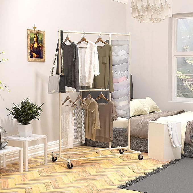 Double-Sided Hanging Closet Organizer with 24 Pockets and Rotating Hanger