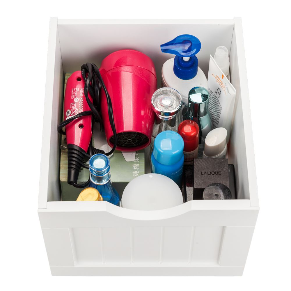 Single Door Bathroom Storage Cabinet with Four Drawers in White