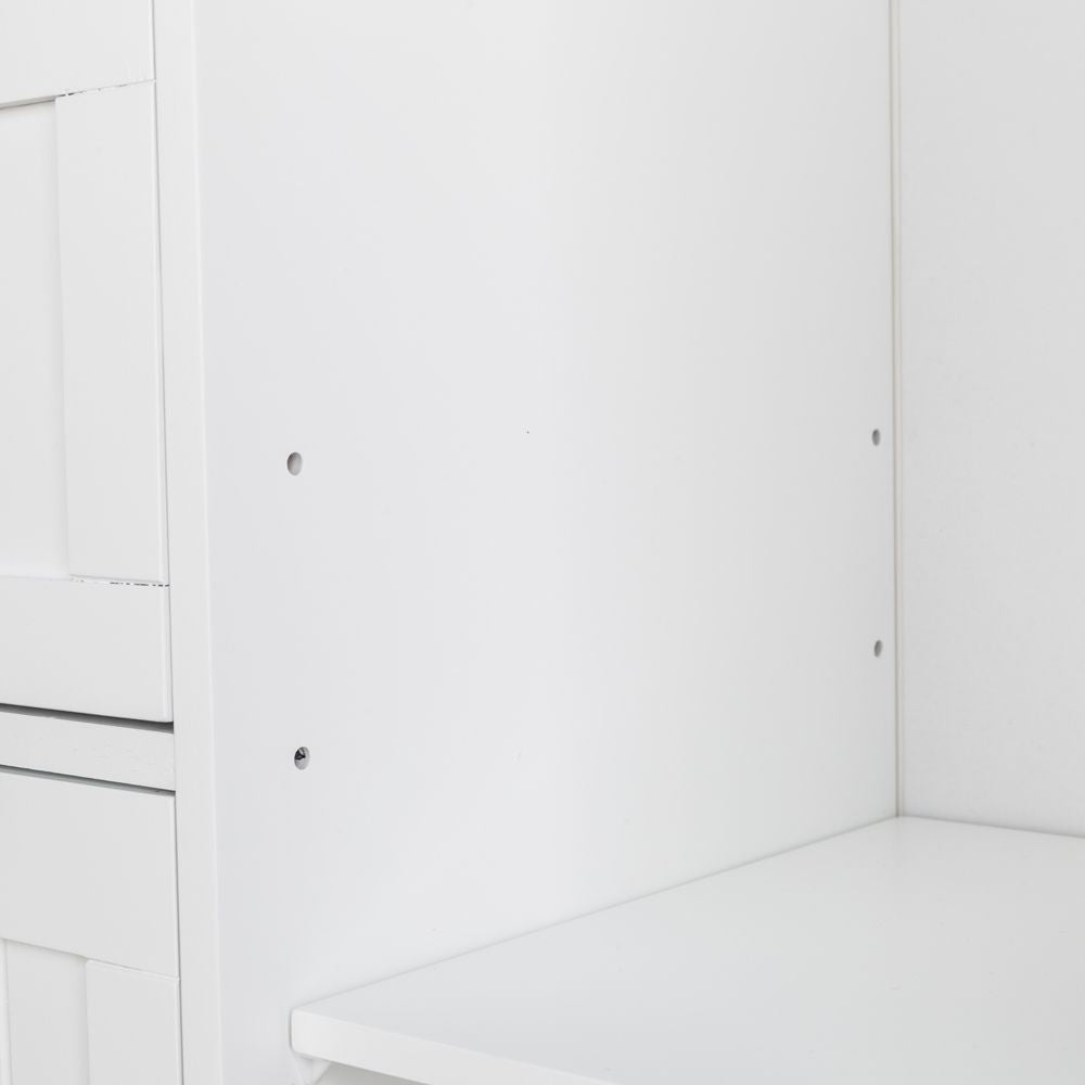 Single Door Bathroom Storage Cabinet with Four Drawers in White
