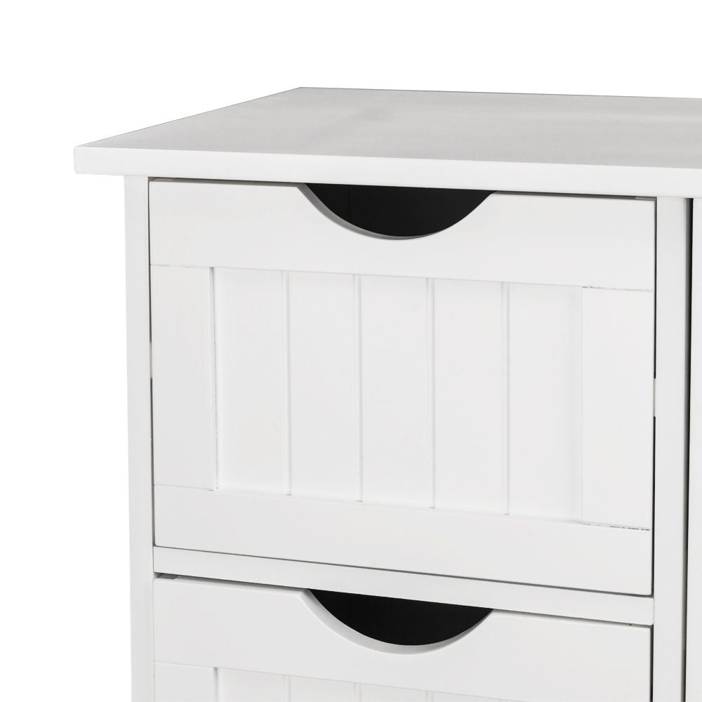 Single Door Bathroom Storage Cabinet with Four Drawers in White