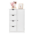 Single Door Bathroom Storage Cabinet with Four Drawers in White